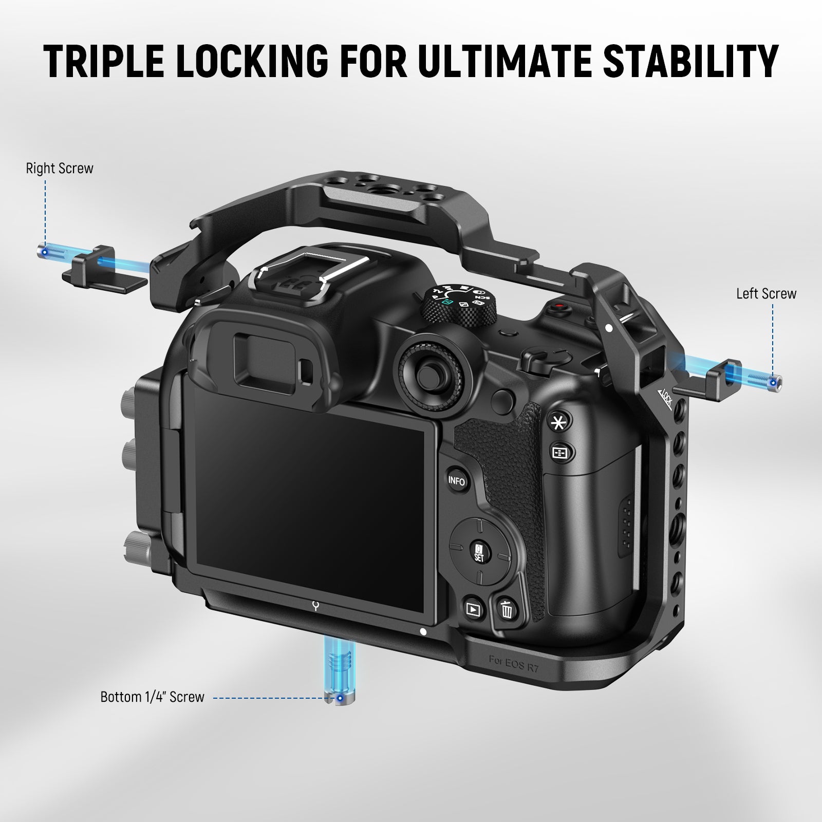 NEEWER CA038 R7 Camera Cage for Canon EOS R7 - Professional Aluminum Alloy DSLR Rig with Cold Shoe Mount & 1/4