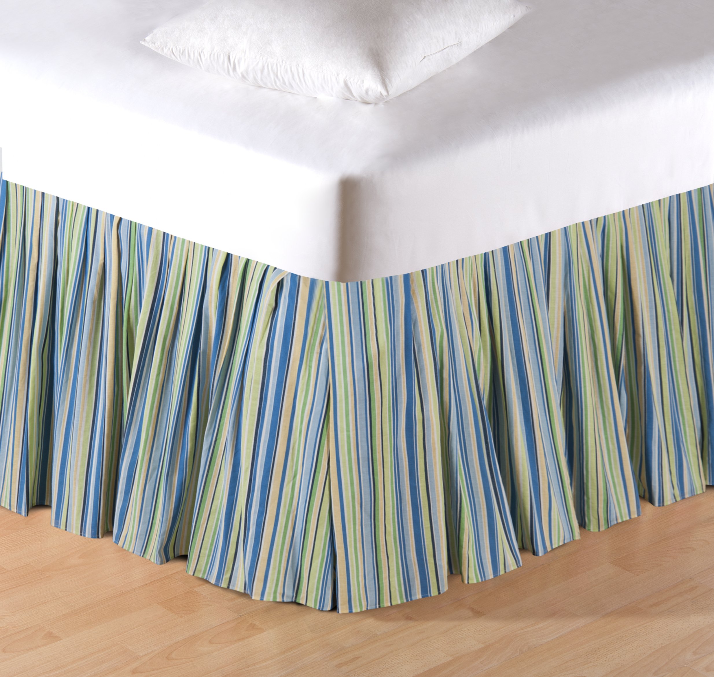 C&F Home Blue Striped King Size Bed Skirt - Premium Fitted Dust Ruffle for King Beds - Perfect for Master Bedrooms & Guest Rooms