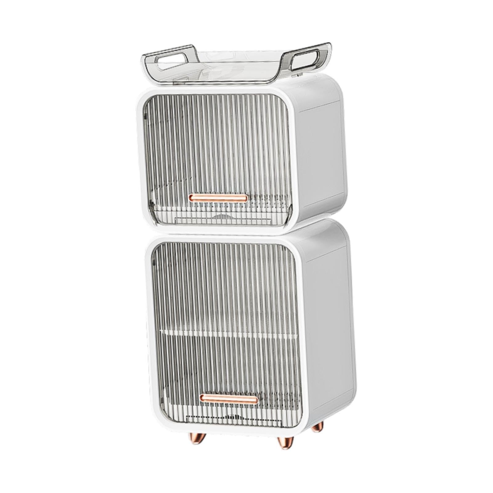 Baby Bottle Drying Rack with Drainer - Portable Nursing Cutlery Organizer & Bottle Holder Cabinet - Easy to Clean White Set for Breastfeeding Essentials - Perfect for Nursery, Kitchen Counter & Travel