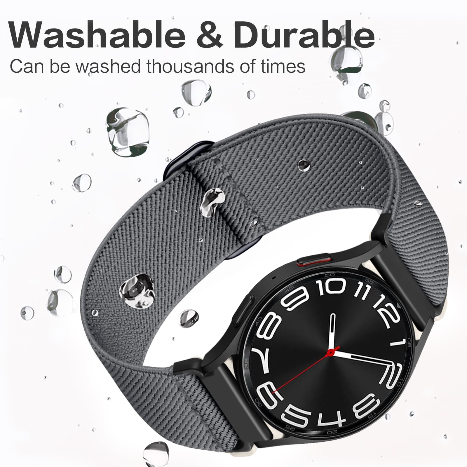 DaQin 4 Pack Stretchy Nylon Solo Loop Bands - Compatible with Samsung Galaxy Watch 7/6/5/4/Classic/Active 2/5 Pro - 20mm Soft Adjustable Sport Strap for Workout, Running & Daily Wear