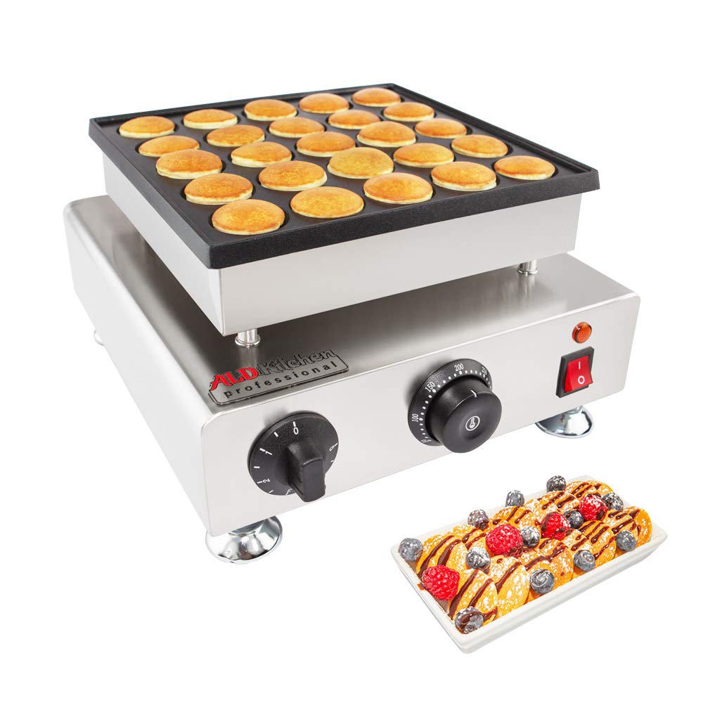 ALDKitchen Mini Dutch Pancake Maker - Nonstick Poffertjes Iron with 25 Cavities | 110V Electric | Perfect for Breakfast, Brunch & Party Snacks | Great Gift for Home Bakers