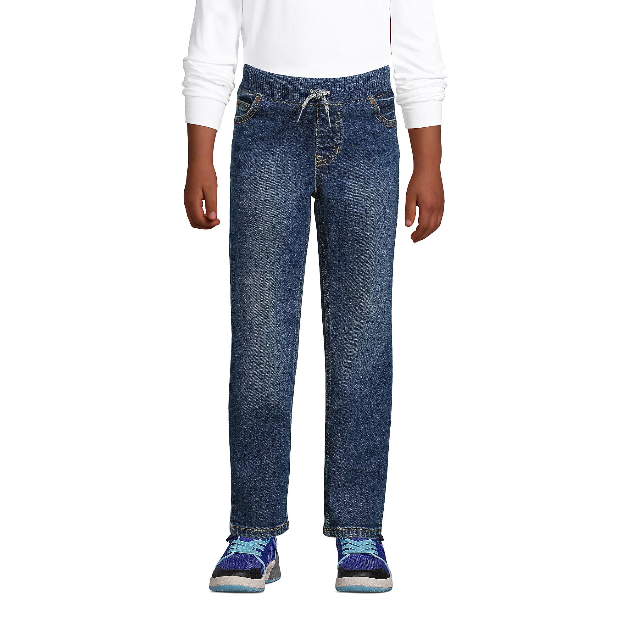 Boys Stretch Pull-On Jeans with Iron Knee for Play & School