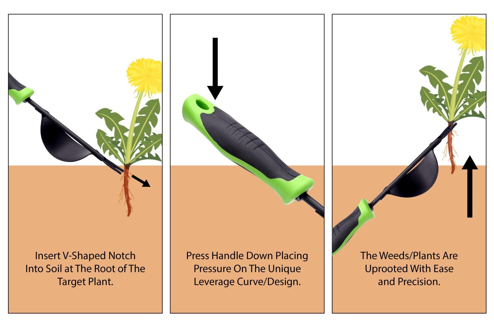 Heavy-Duty Weeding Tool - Leverage Design Weed Puller with Ergonomic Handle & V-Shaped Fork for Deep Root Removal - Perfect for Garden, Lawn, and Yard Maintenance
