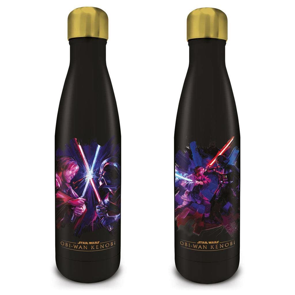 Star Wars Obi-Wan Kenobi Battle Metal Water Bottle 20oz - Insulated Stainless Steel Travel Mug for Hot & Cold Drinks - Perfect for Gym, Office, Hiking & Star Wars Fans Gift