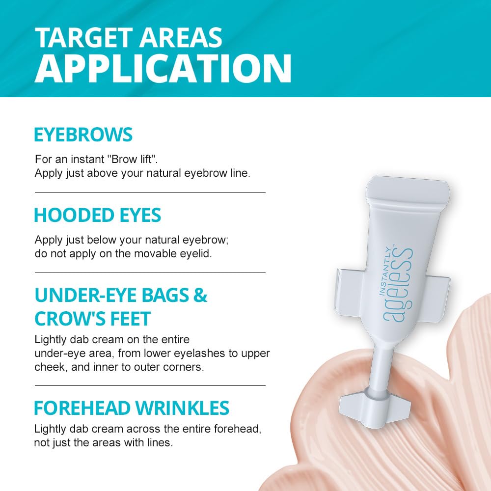 Instantly Ageless Anti-Aging Face Cream - Instant Wrinkle Tightener & Under Eye Bags Remover - 25 Vials Facelift Treatment for Youthful Skin | Perfect for Daily Use, Special Occasions & Travel Skincare Routine