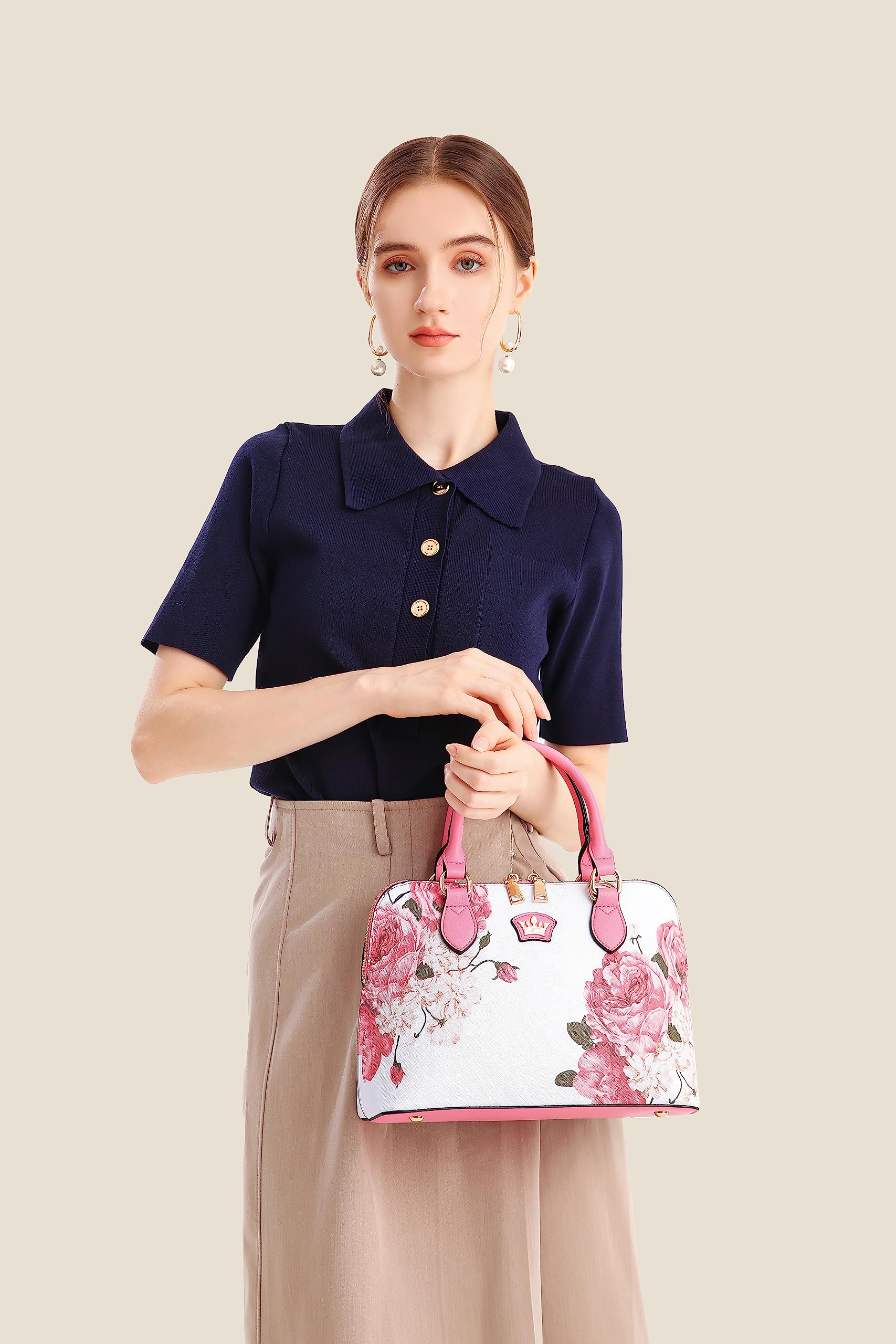 Stylish Floral Crossbody Bag for Women - Small Zip Satchel Purse, Trendy Shoulder Handbag & Tote - Perfect for Daily Use, Shopping, Travel & Date Night