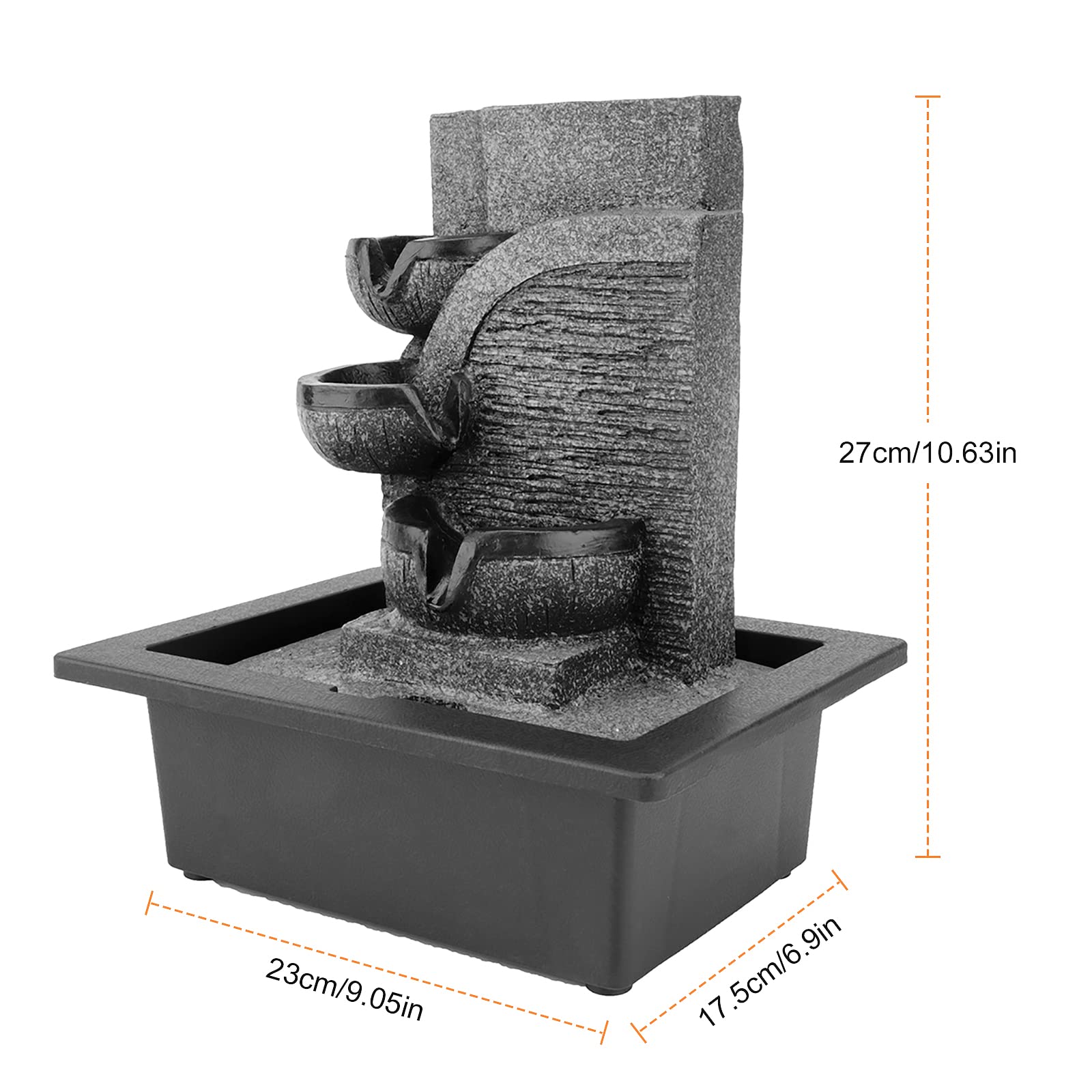Dyna-Living Indoor Tabletop Fountain with LED Light - Relaxing Water Sound for Home, Bedroom, Office Décor | Perfect for Stress Relief, Meditation & Zen Decor
