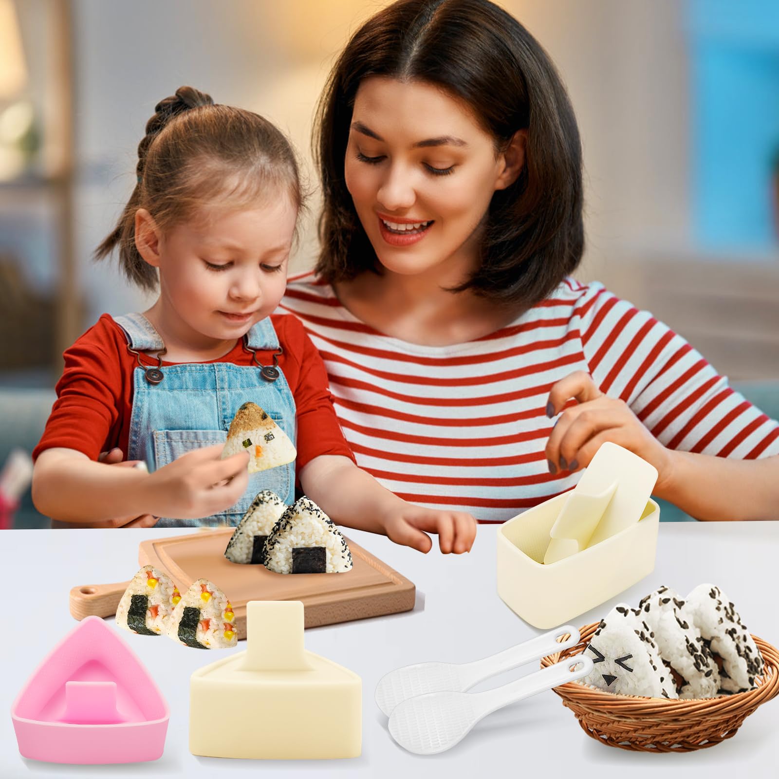 3-Piece Onigiri Mold Set - Large Triangle Rice Ball & Musubi Maker Press - Japanese Sushi Making Kit for Bento Lunch Box | Perfect for Home Meal Prep, School Lunches & Party Snacks