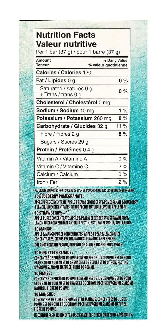 Sunrype 100% Natural Fruit Bars - 30 Count, 3 Delicious Flavors (Strawberry, Raspberry, Apple), Gluten-Free & Vegan Snacks - Imported from Canada | Perfect for Lunchboxes, Hiking & Healthy On-the-Go Snacking
