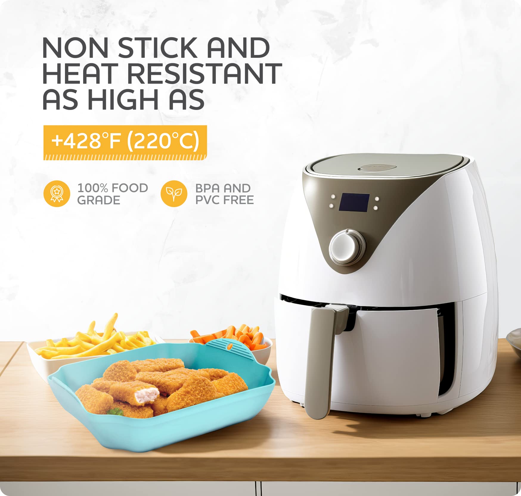 Non-Stick Silicone Air Fryer Liners Set of 4 - 8.5