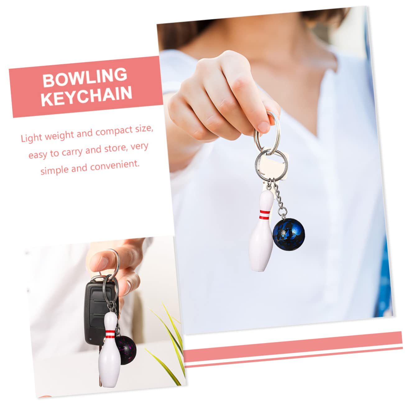 Gogogmee 36 Pcs Bowling Keychain Set - Mini Bowling Ball & Pin PVC Keychains for Bowling Enthusiasts - Perfect for Sports Gifts, Team Motivations, and Bag Decorations