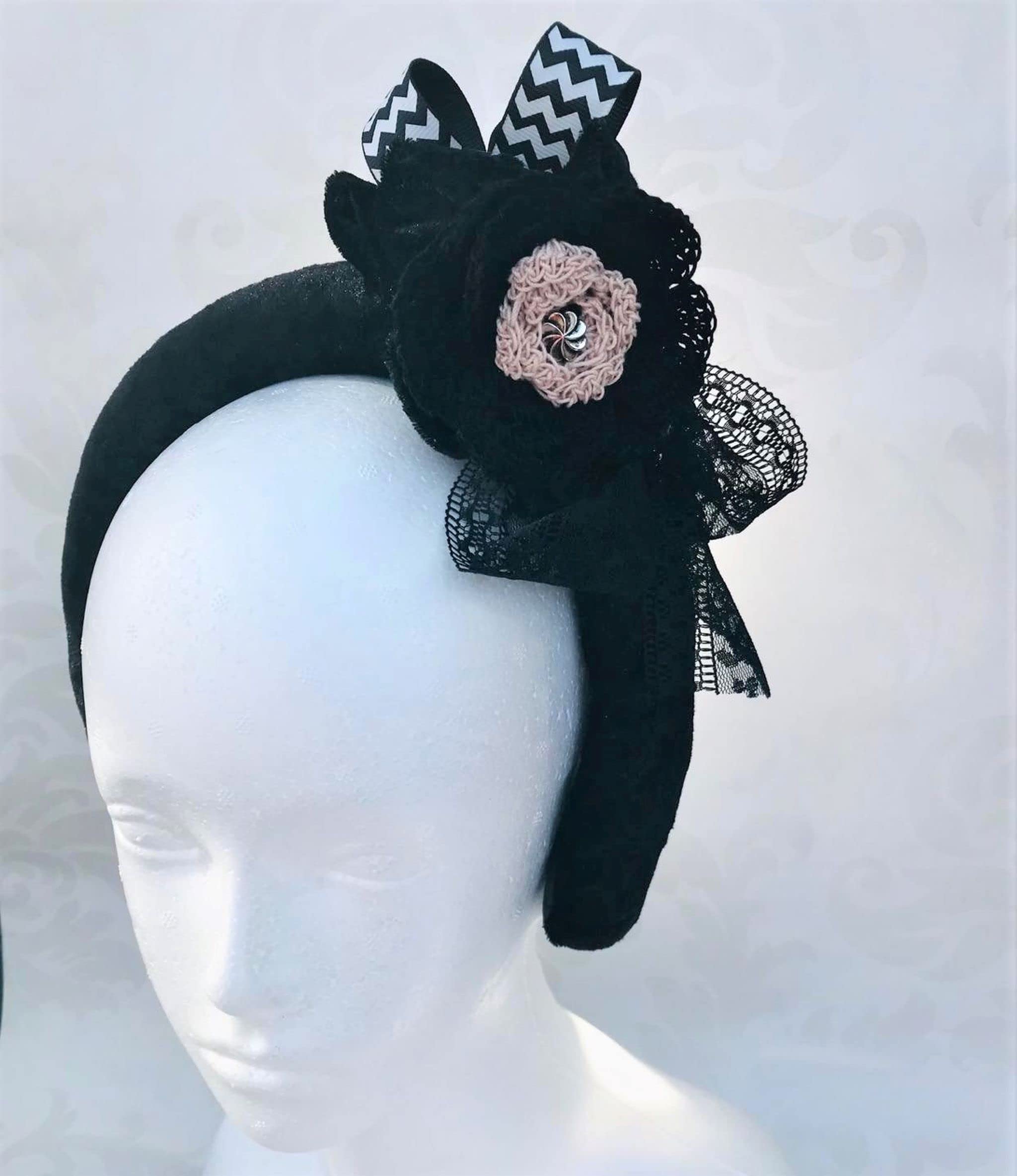 Elegant Black Velvet Fascinator Headband & Headpiece for Women - Perfect for Weddings, Parties, and Special Occasions