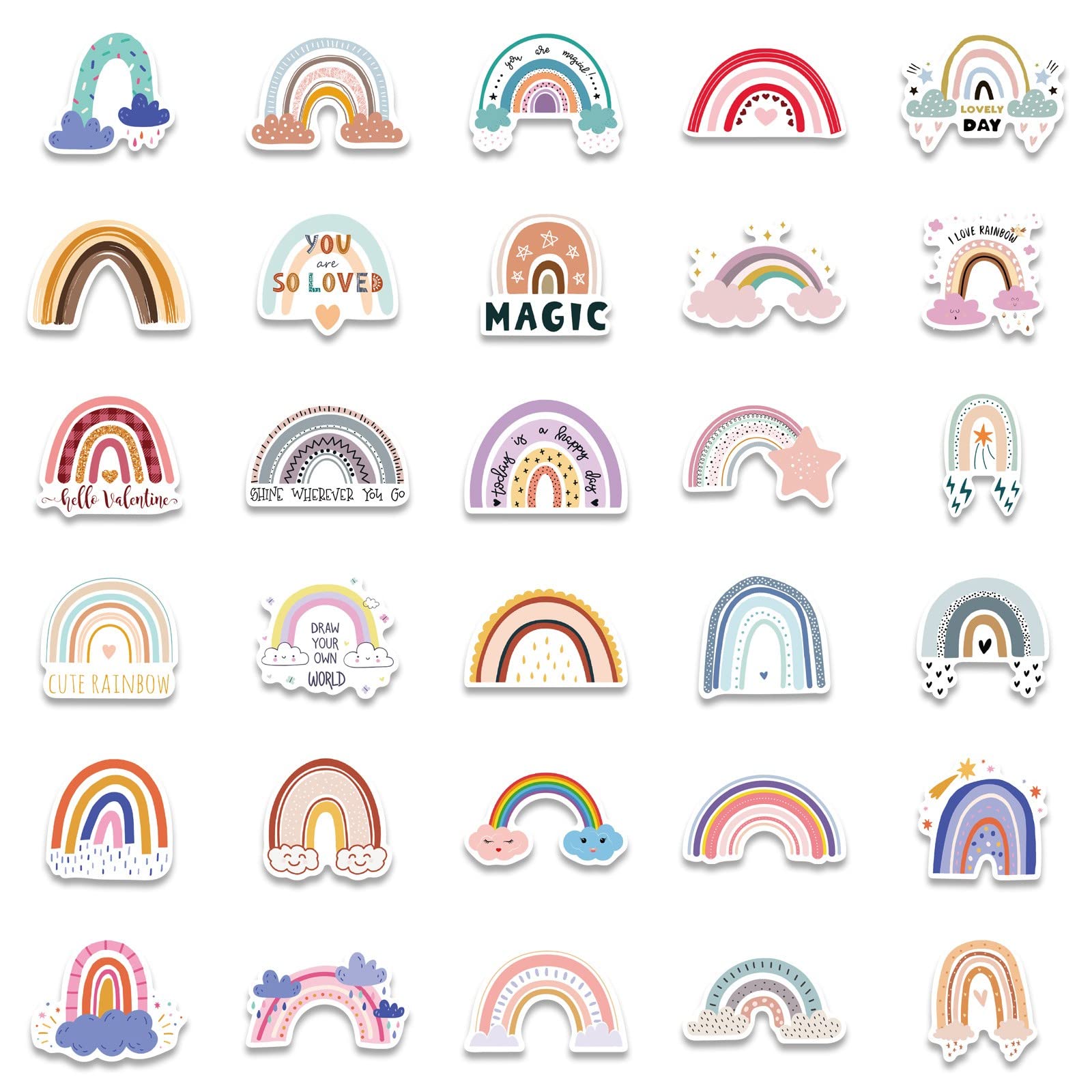 Jolincc Cartoon Rainbow Graffiti Stickers - Waterproof DIY Decorative Stickers for Luggage, Notebooks & More - Motivational Stickers for Kids & Teens (Multicolor, One Size) - Perfect for School Supplies, Scrapbooking & Personalizing Belongings