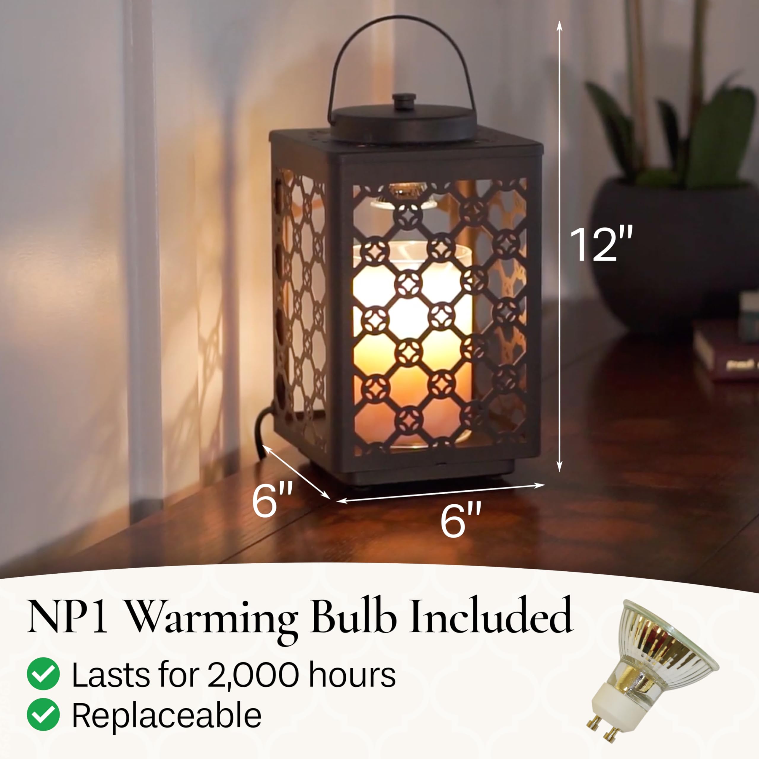 Garden Lantern Candle Warmer - Top-Down Wax Melter for Flame-Free Home Fragrance | Perfect for Patio, Porch & Outdoor Decor