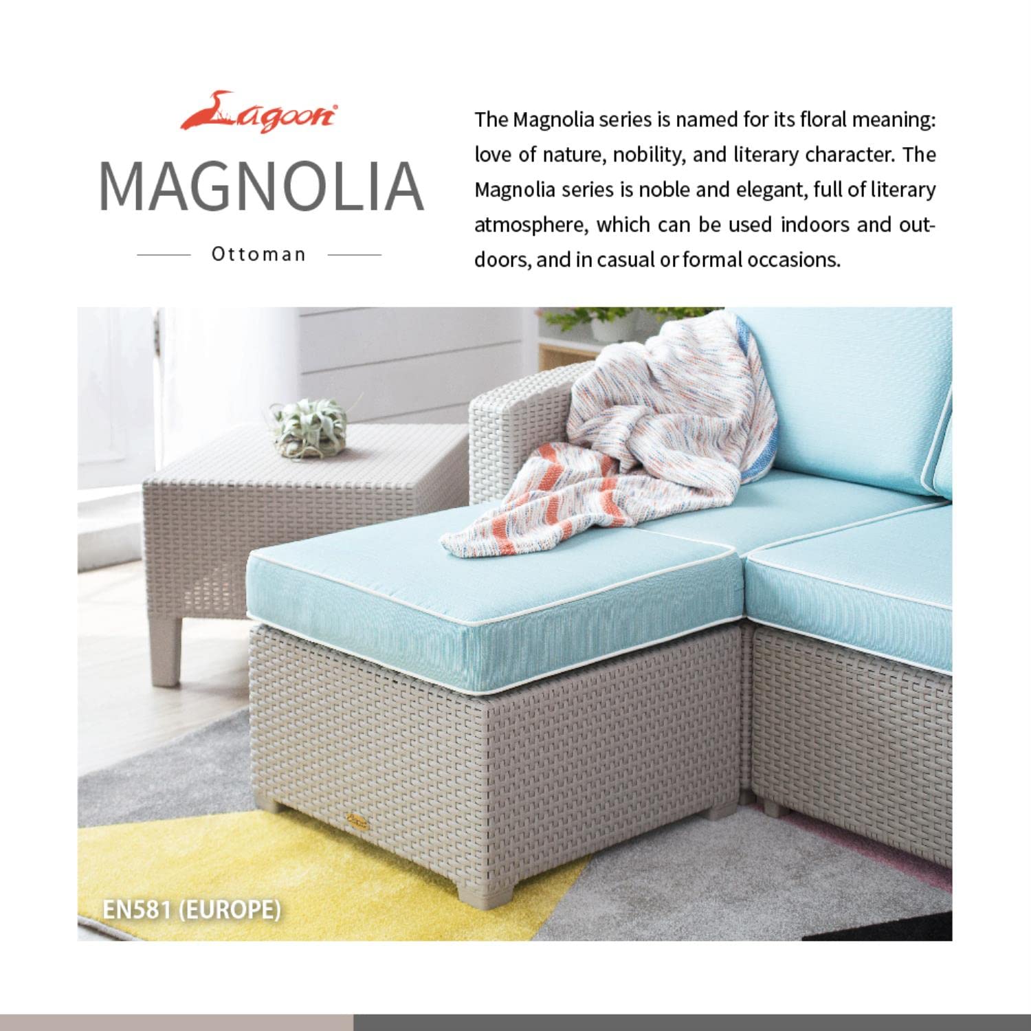 Strata Furniture Cielo Traditional Polypropylene Ottoman - Brown/Cajun Red - Durable & Stylish Footrest for Living Room, Bedroom & Office