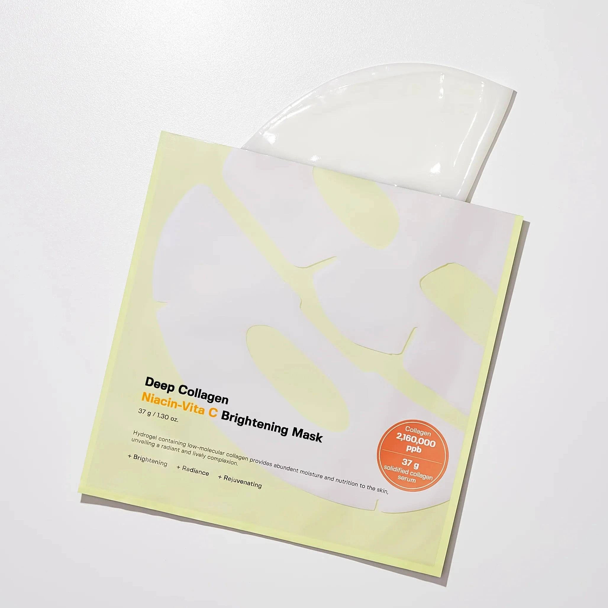 SUNGBOON EDITOR Deep Collagen Niacinamide Vitamin C Brightening Face Mask 37g (1 Pack) - Hydrating & Glowing Skin Treatment for Dullness & Dark Spots - Perfect for Nighttime Skincare Routine & Pre-Makeup Prep
