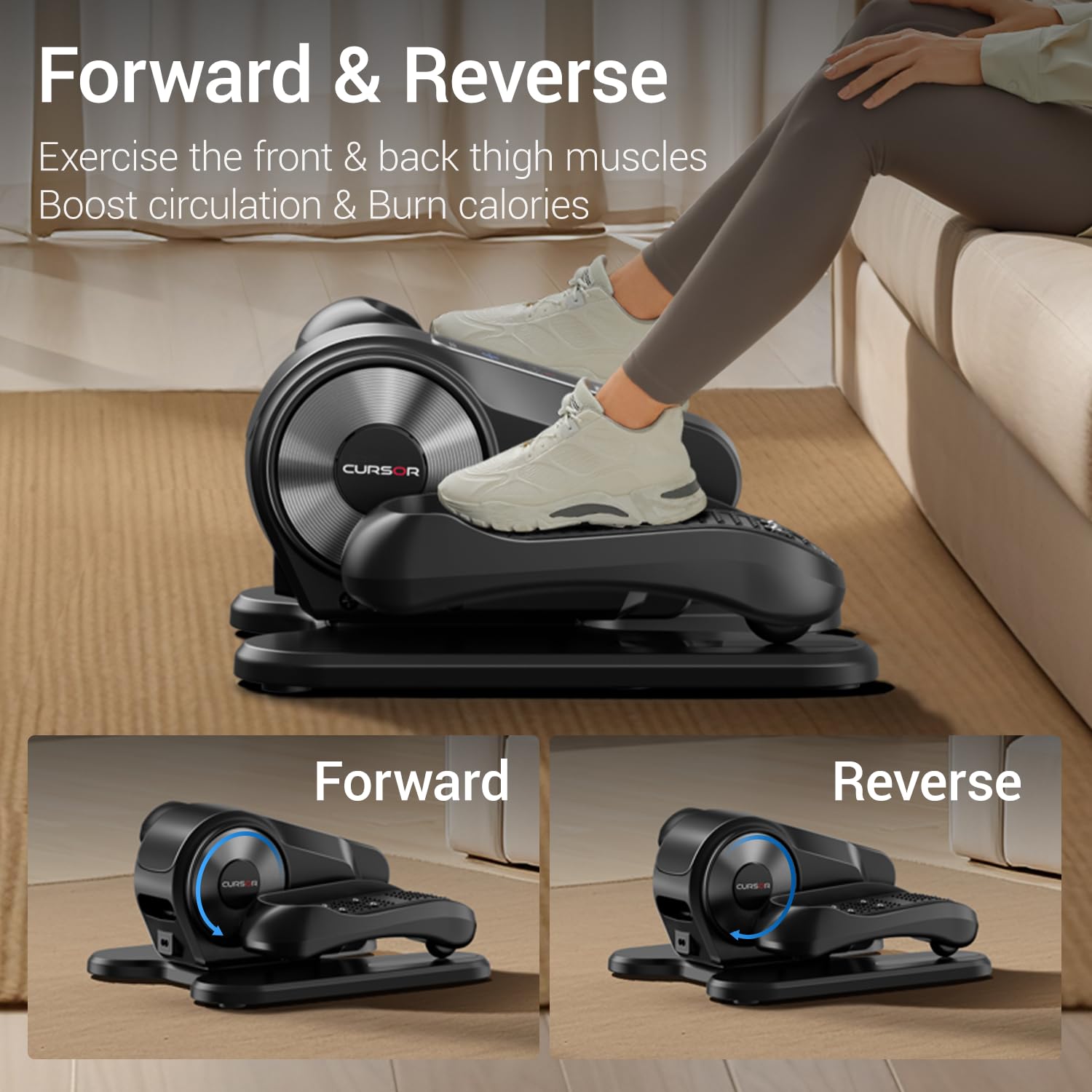 Under Desk Elliptical Machine - Electric Seated Pedal Exerciser with Remote, 12 Speed Levels, Forward/Reverse Motion, Manual & Auto Modes - Compact Leg Exercise Equipment for Home, Office & Rehabilitation Use