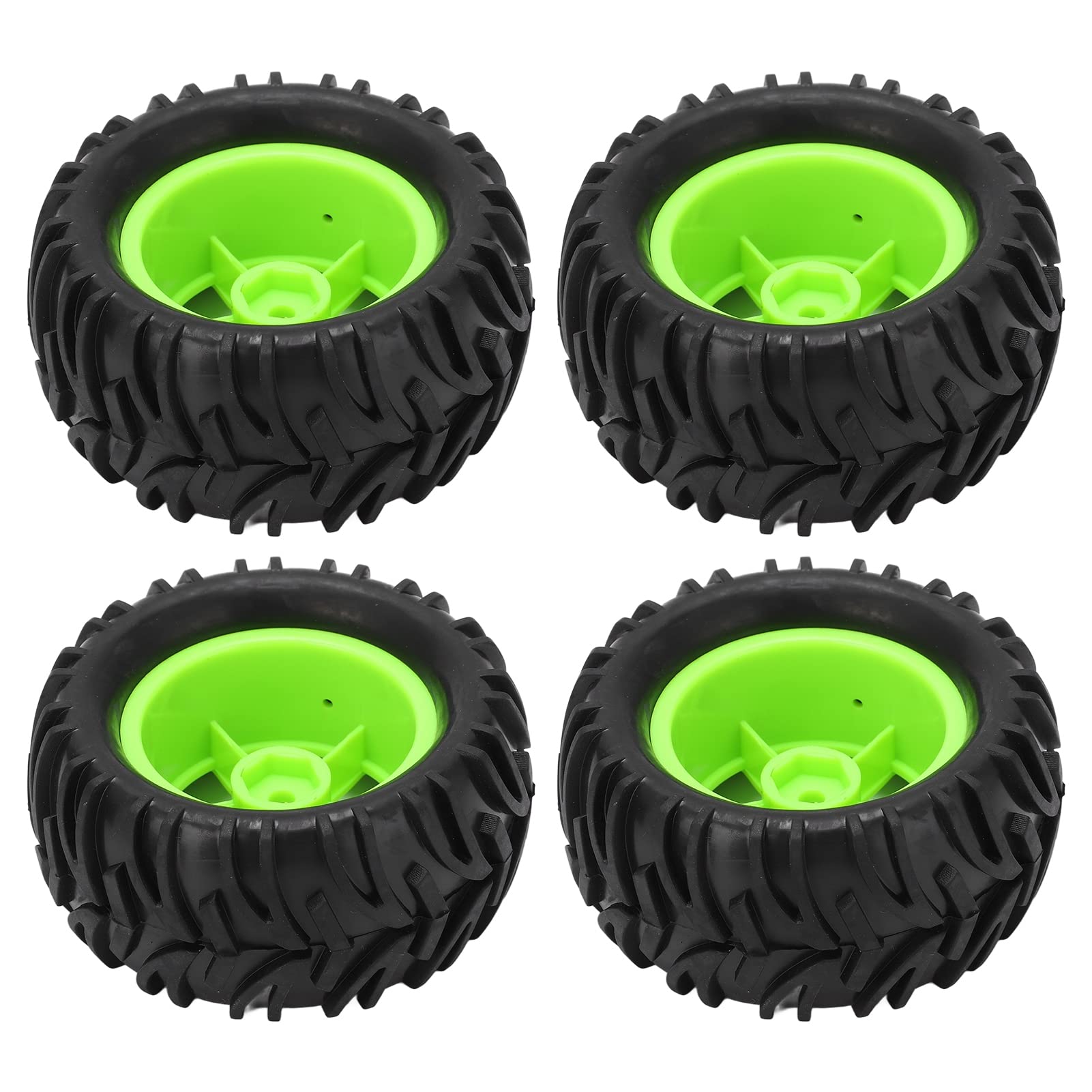10 Spoke Wheel Rims with 82MM Heavy Duty Rubber Tires - Durable & Flexible for 1/14 RC Off-Road Cars Like Wltoys 144001 - Perfect for Racing, Crawling & Off-Road Adventures