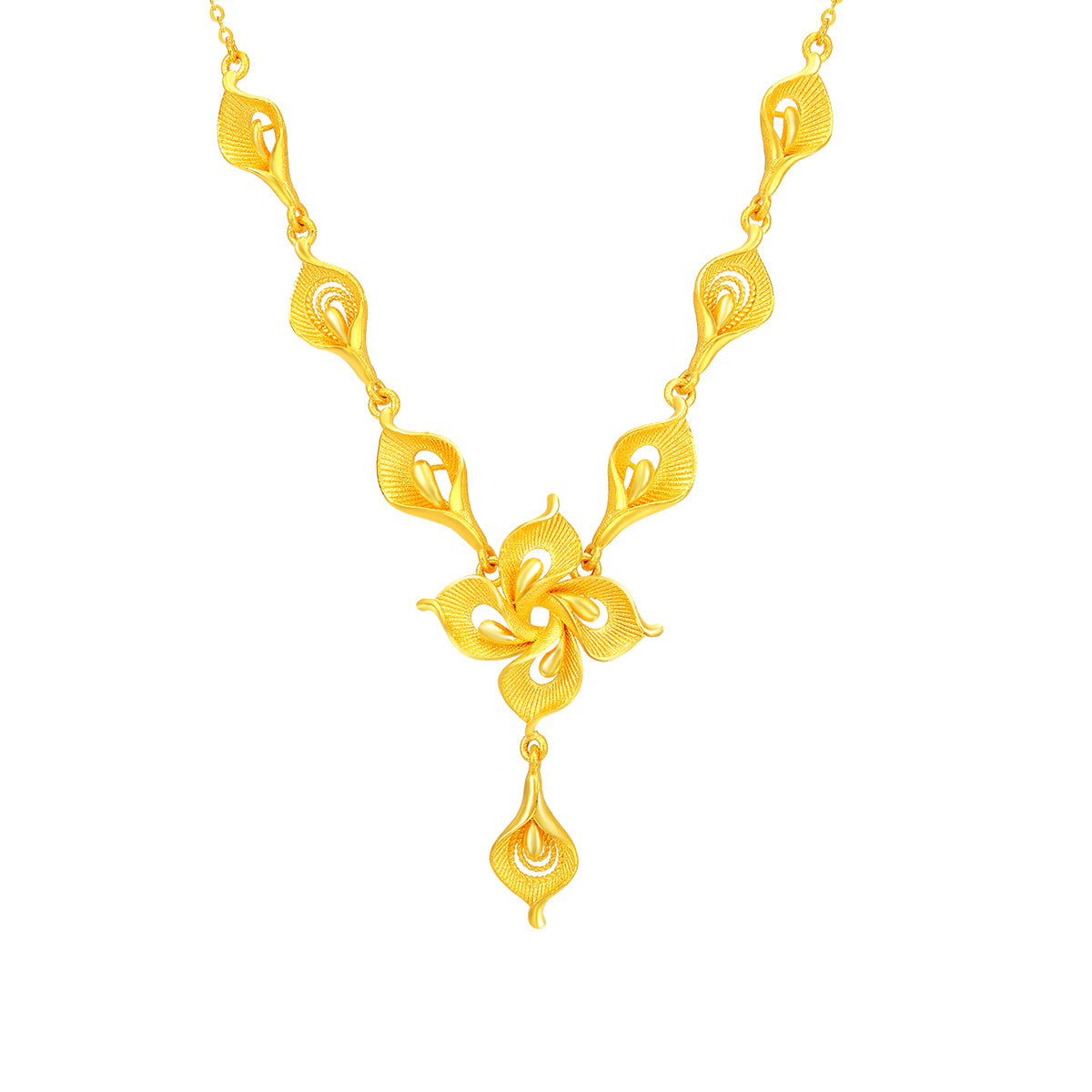 24K Gold Flower Necklace for Women - Elegant Floral Pendant Jewelry Gift for Birthday, Anniversary & Special Occasions
