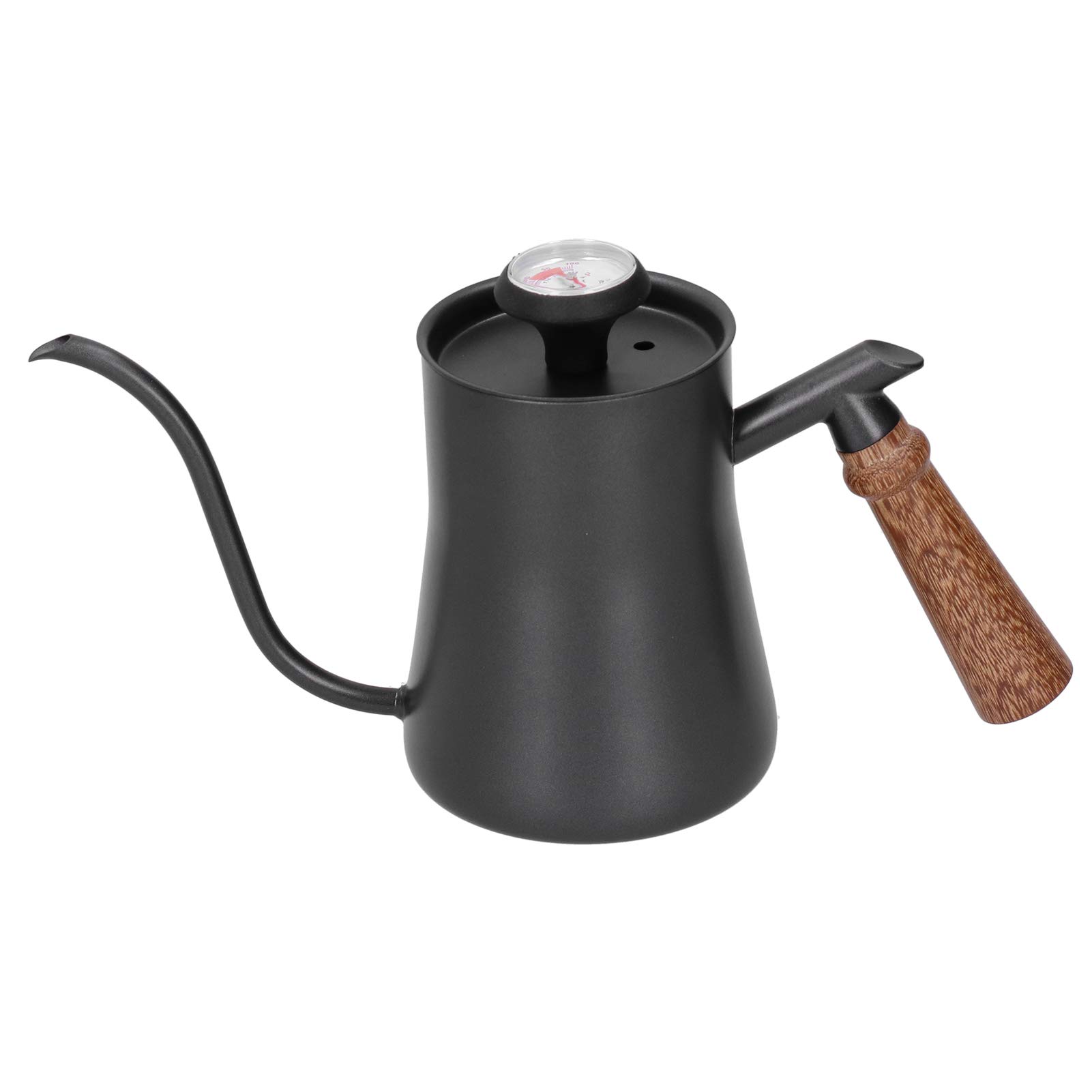 Premium Stainless Steel Coffee Kettle with Long Narrow Spout - 650ml Hand Drip Coffee Pot with Anti-Scalding Wooden Handle for Pour Over, Chemex, and French Press Brewing - Perfect for Home Baristas and Coffee Shops (650ml, Black)