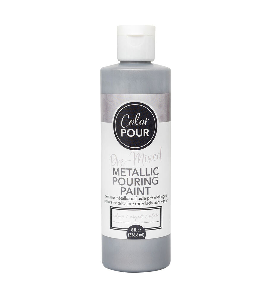 Premium Silver Metallic Paint - 8oz Pre-Mixed for Easy Pouring | High-Quality Acrylic Paint for DIY Crafts, Model Kits & Home Decor | 50% OFF Limited Time Offer