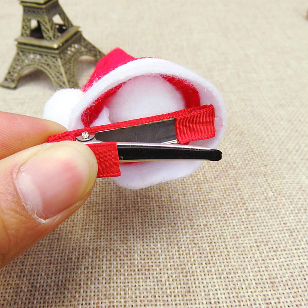 minkissy 2 Pairs Christmas Hat Hair Clips - Cute Santa Cap Bobby Pins & Barrettes for Kids & Adults - Xmas Costume & Cosplay Accessories - Perfect for Holiday Parties, Festive Photos & Christmas Gifts