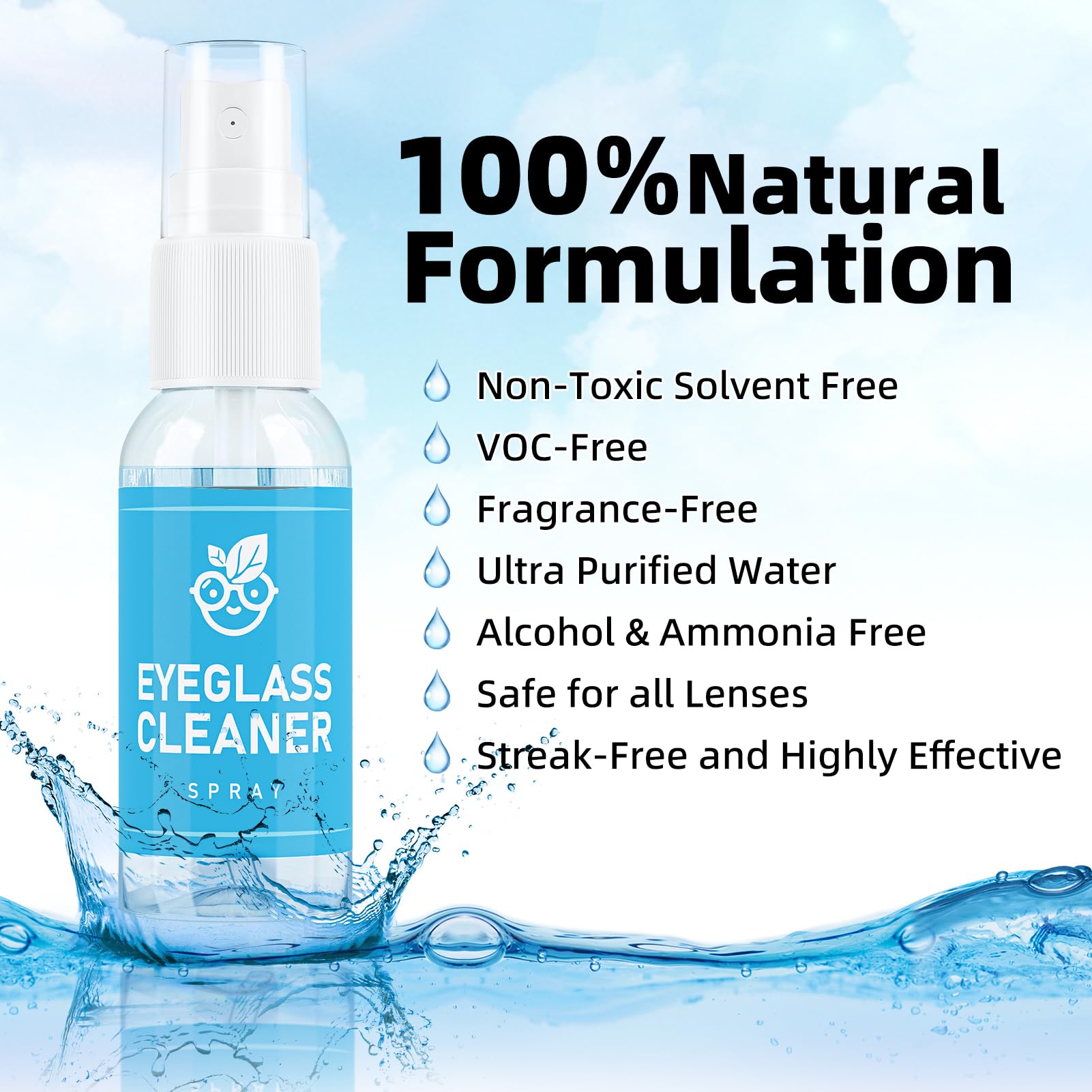 Premium Eyeglass Cleaning Kit with Microfiber Cloth & Lens Spray - Travel-Friendly Glasses Cleaner for Crystal Clear Vision - No Streaks or Scratches - Perfect for Glasses, Sunglasses, and Camera Lenses at Home, Office, or On-The-Go