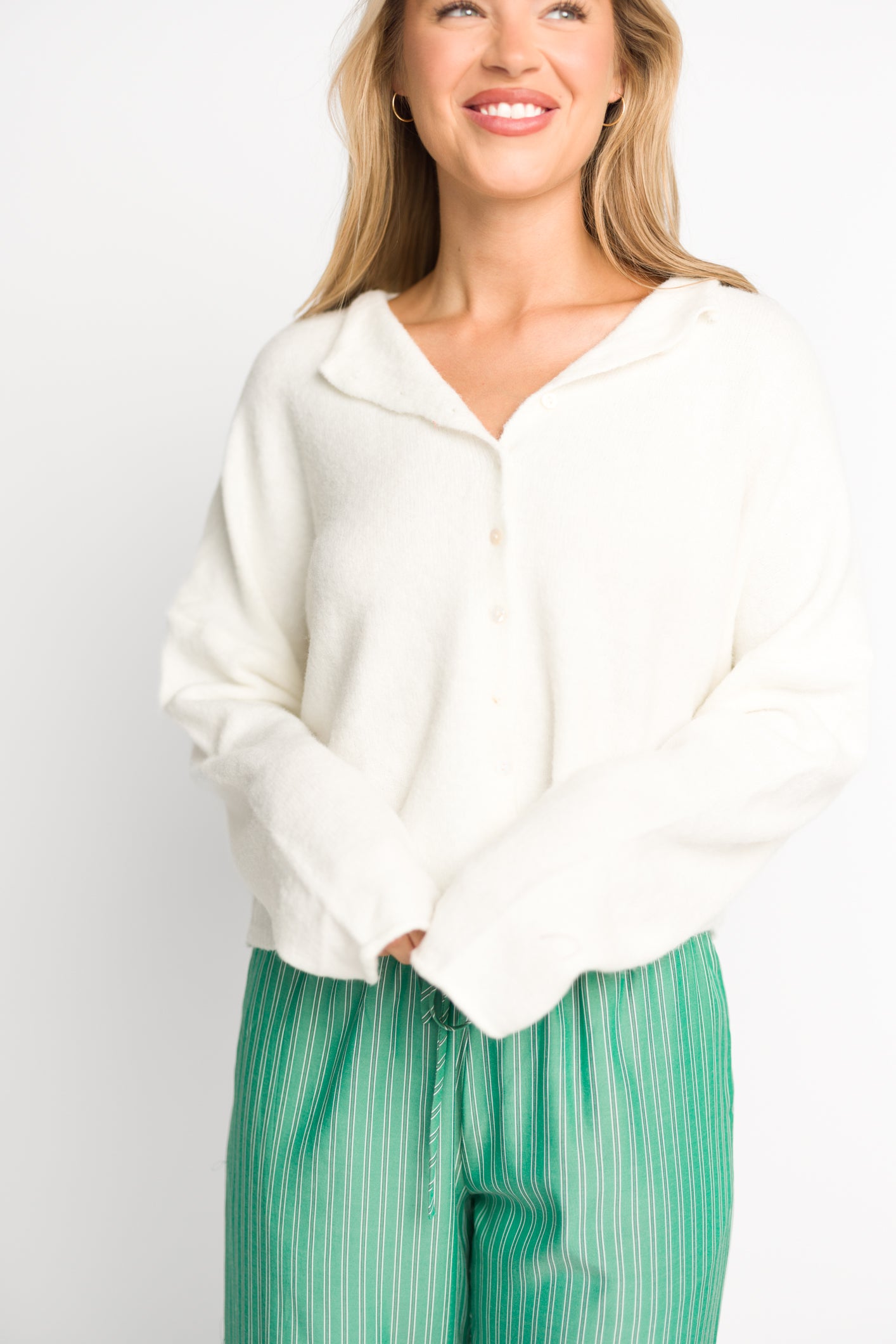Piper Cardigan in Snow | Soft & Cozy Women's Knit Sweater | Perfect for Winter, Fall & Casual Outfits