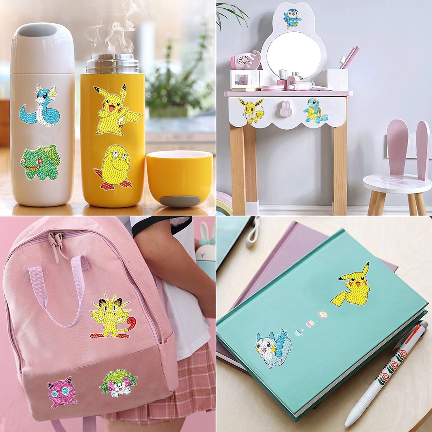 18 Pcs Diamond Art Stickers Kits for Kids & Adults - DIY Cartoon Paint by Numbers Mosaic Stickers, Arts & Crafts Kit for Beginners - Perfect for Home Decor, Scrapbooking & Gift Making