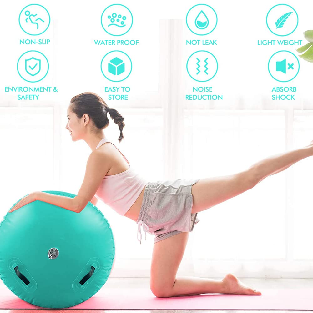 Inflatable Air Barrel Back Roller Tumbling Mat with Electric Pump - Gymnastic Equipment for Home Gym, Cheerleading & Yoga - Perfect for Stretching, Exercise & Tumbling Practice