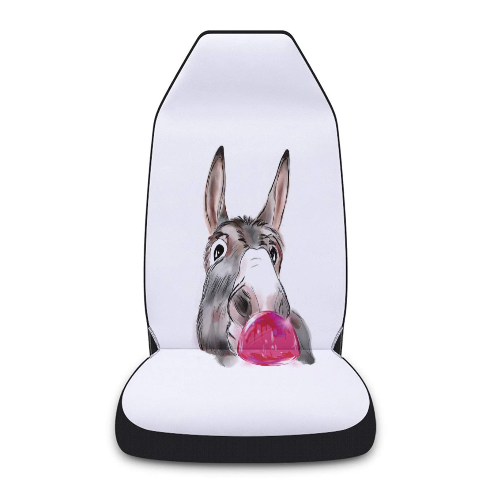 Universal Car Seat Protector Cover Set of 2 - Waterproof Elastic Seat Covers for Cars, Trucks & SUVs | Removable Front Seat Protectors with Fun Donkey Blowing Bubbles Design | Perfect for Family Road Trips, Pet Protection & Daily Commute
