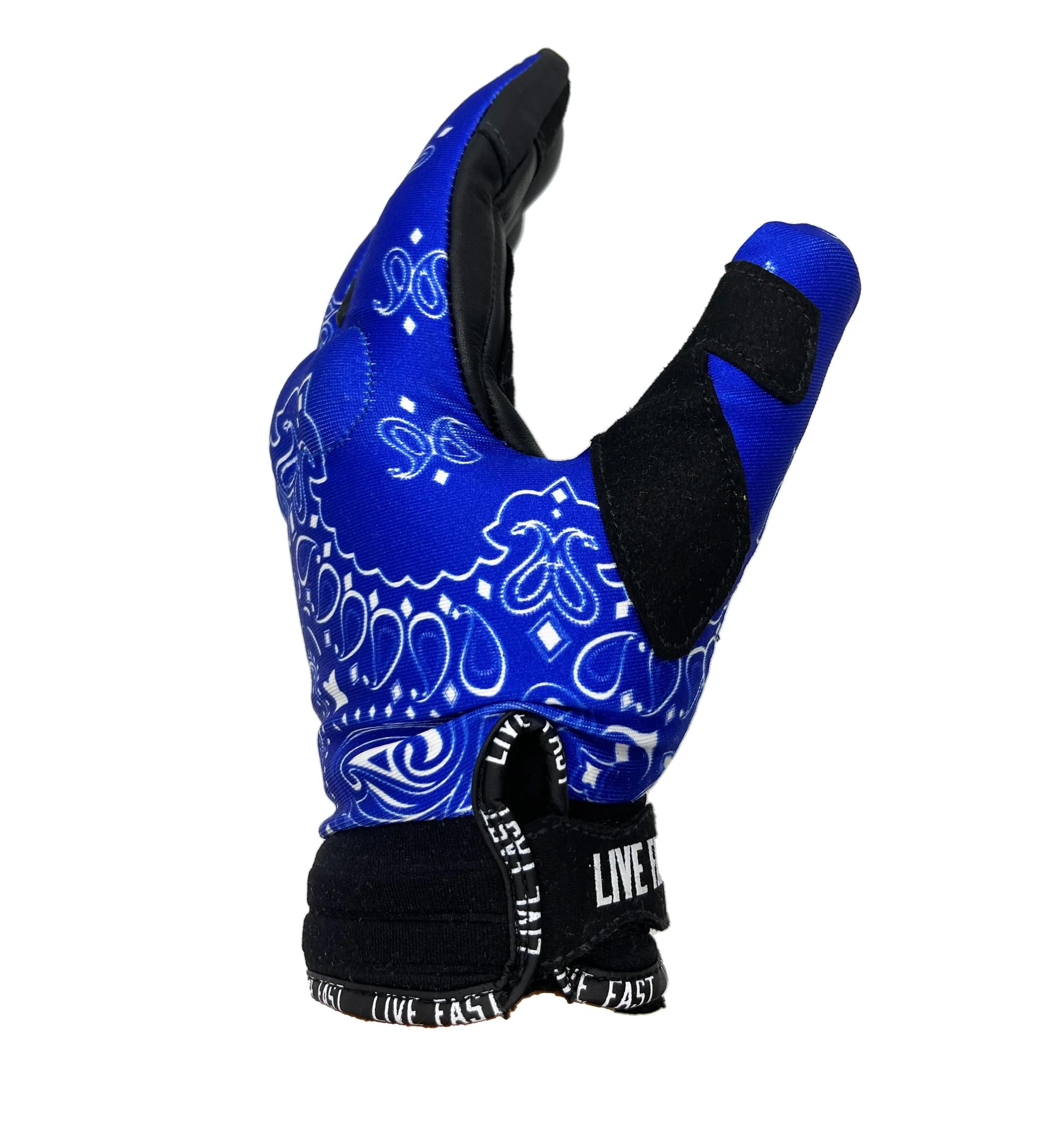 Blue Paisley Live Fast Motorcycle Gloves - Breathable & Protective Riding Gloves for Men & Women - Perfect for Cruiser, Sport Bike & Street Motorcycle Riding