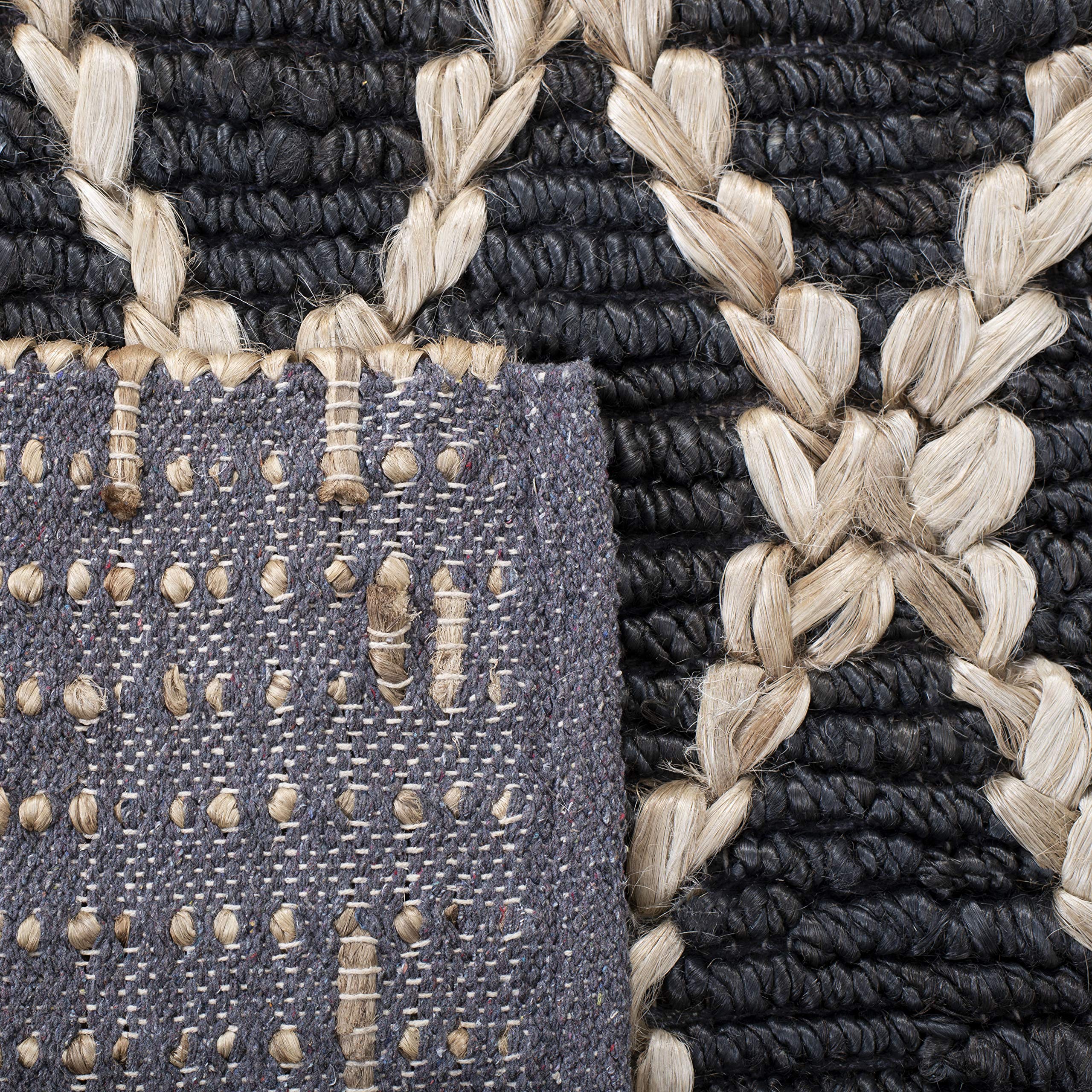 SAFAVIEH Handmade Boho Moroccan Trellis Jute Rug - 4' x 6' Charcoal Natural Fiber Accent Rug for High Traffic Areas, Perfect for Entryway, Living Room & Bedroom Decor (NF951H) | Durable & Stylish Floor Covering for Home & Office