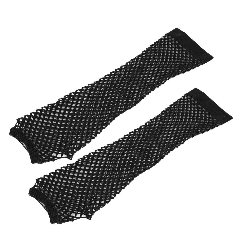 Fishnet Long Gloves - Fingerless Stretchy Opera Evening Gloves for Women, Gothic Halloween Party Accessories, Perfect for Cosplay, Burlesque, and Nightclub Outfits