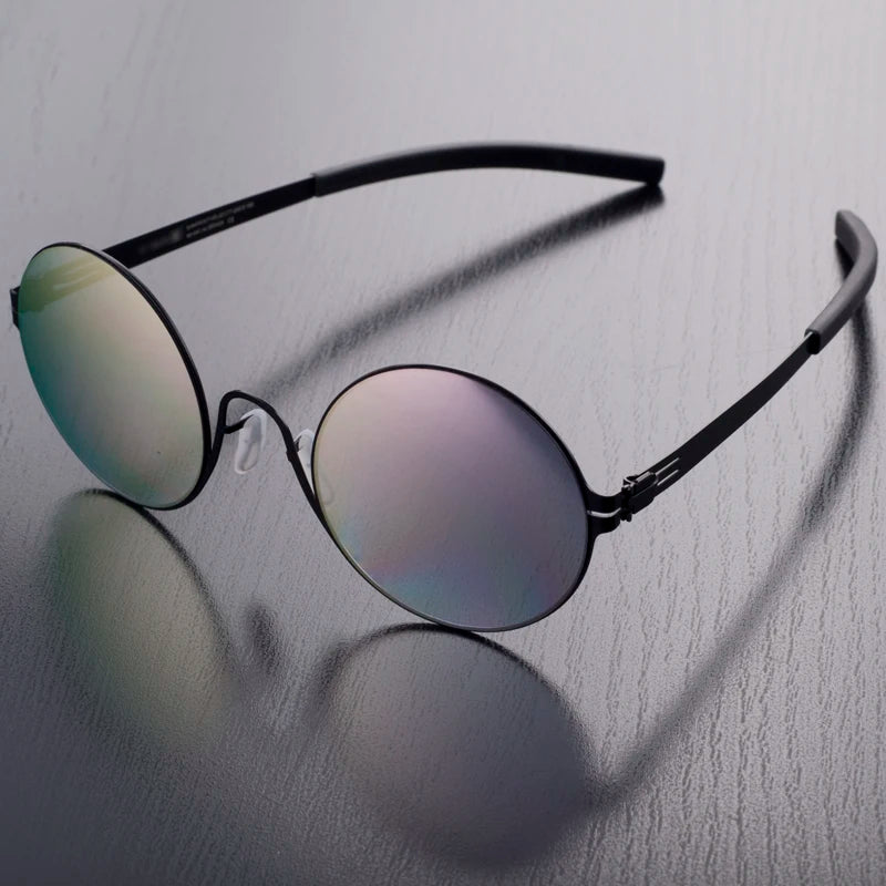 Aimee Unisex Full Rim Round Screwless Stainless Steel Sunglasses 9318 - UV Protection, Lightweight & Durable - Perfect for Driving, Beach, Outdoor Activities & Fashion Accessories