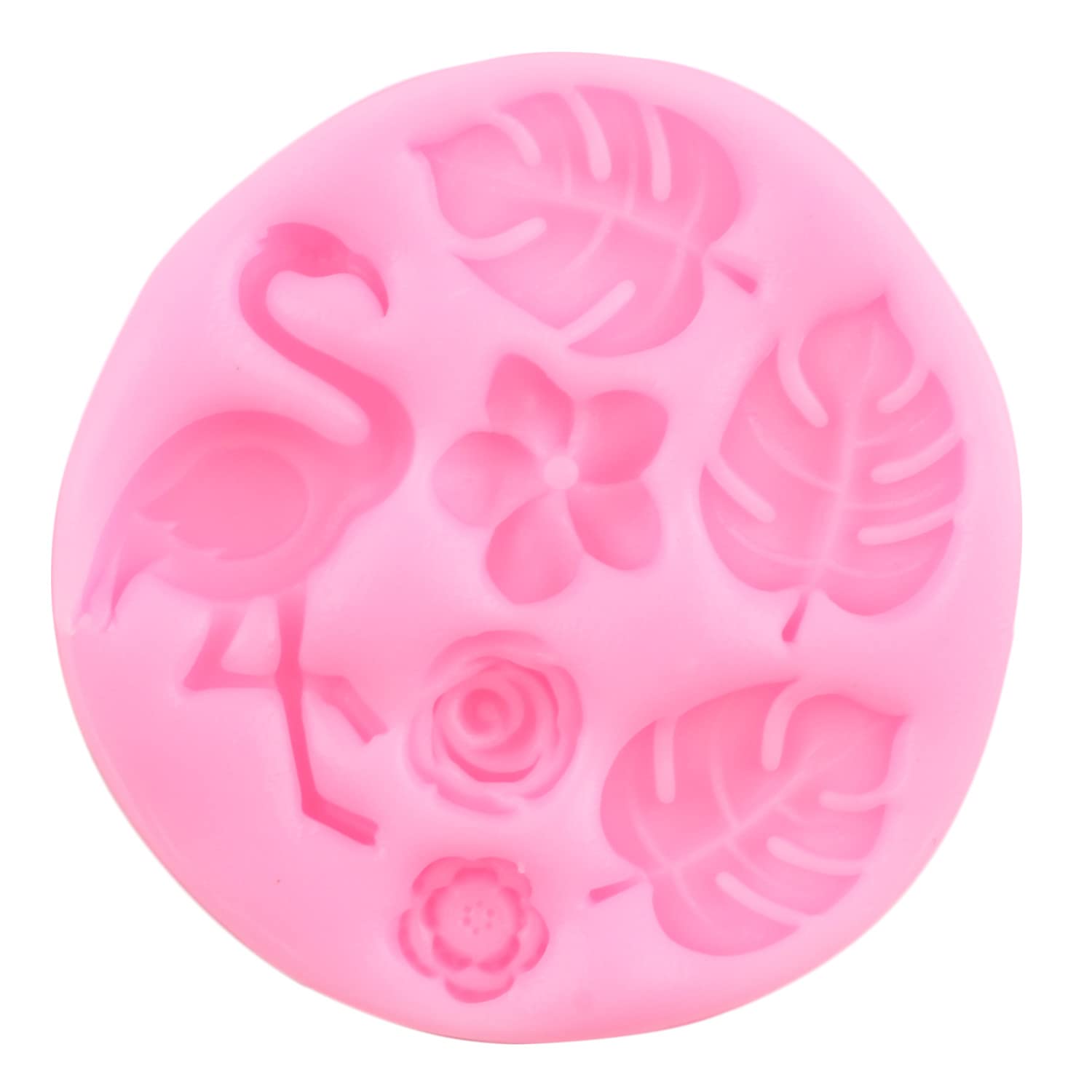 Flamingo Tropical Leaf Silicone Molds - Set of 4 for Cake Decorating, Chocolate, Candy & Resin Clay - Perfect for DIY Crafts, Baking & Party Decorations
