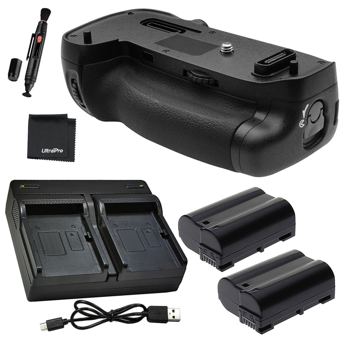 Nikon D750 Battery Grip Bundle - MB-D16 Replacement Grip with 2-Pack EN-EL15C/EN-EL15 Long-Life Batteries, Rapid Dual Charger & UltraPro Accessories | Perfect for Travel, Wedding & Outdoor Photography