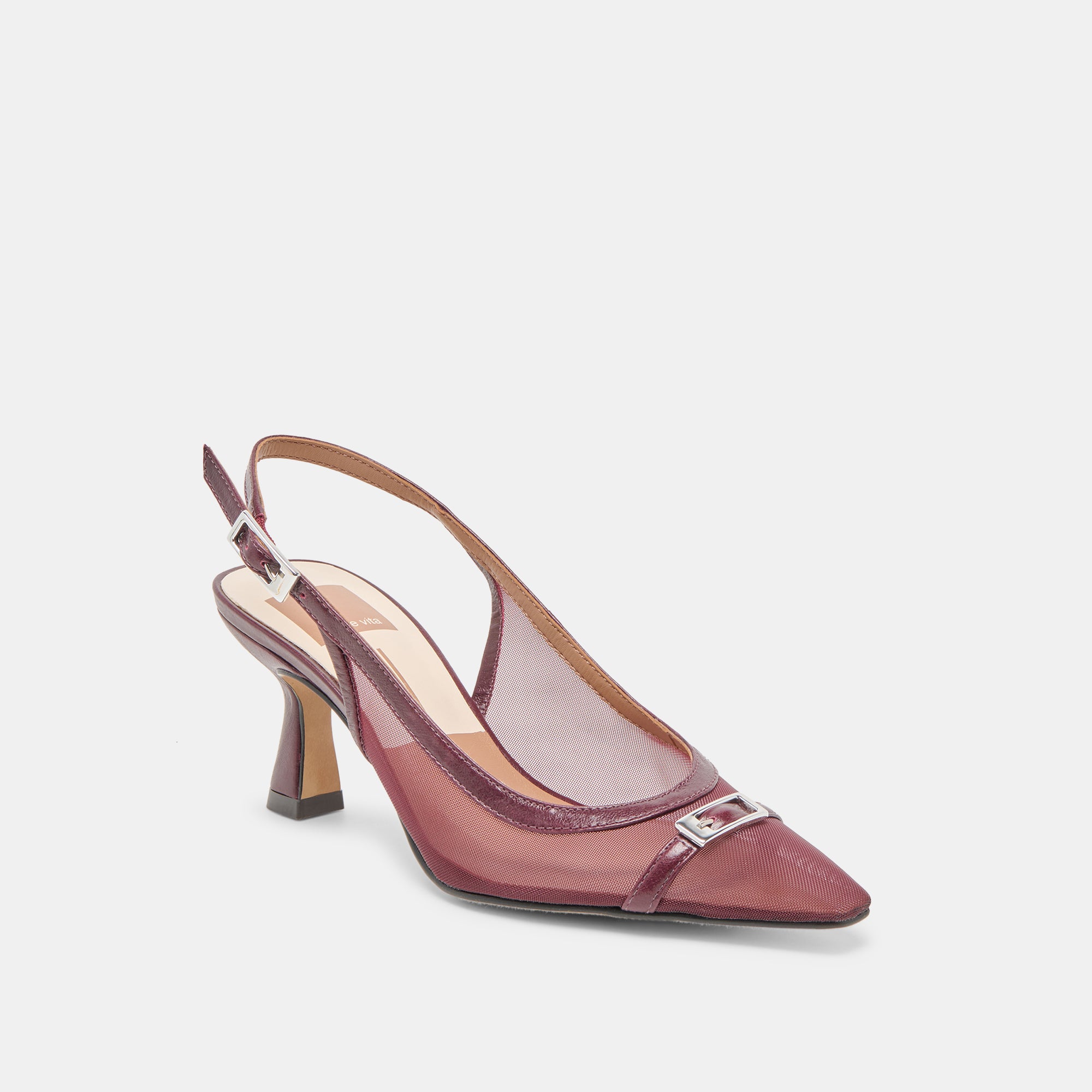 LORINE Women's Burgundy Mesh High Heels - Elegant Stiletto Pumps for Parties, Weddings & Evening Events