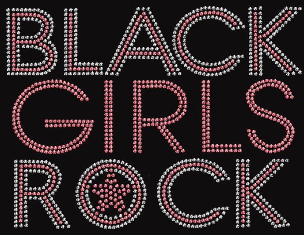 Black Girls Rock Pink & Crystal Rhinestone Iron-On T-Shirt Transfer - Perfect for DIY Custom Tees, School Events & Women's Empowerment Apparel