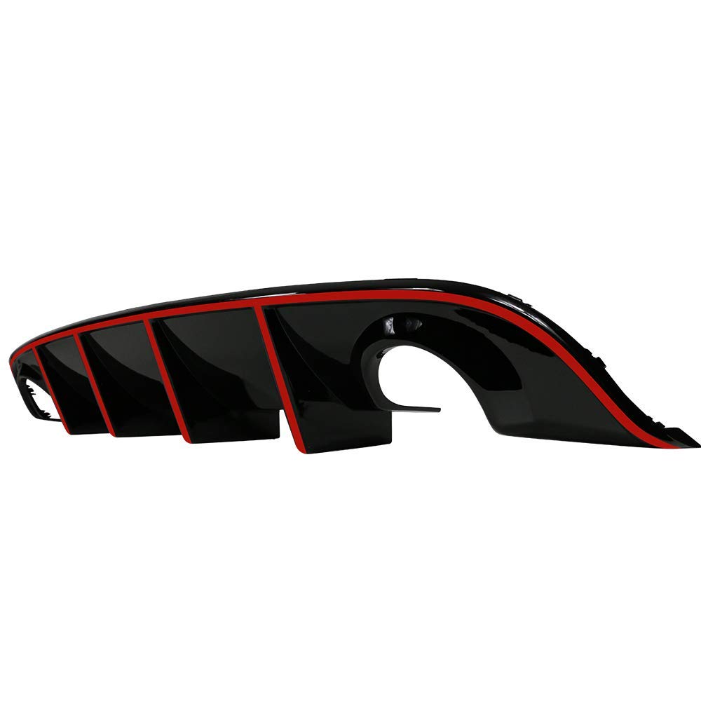IKON MOTORSPORTS Bumper Lip Spoiler for 2015-2023 Dodge Charger SRT - Factory Style Rear Diffuser with Red Reflective Tape - Enhances Aerodynamics & Sporty Look for Street Racing & Car Shows