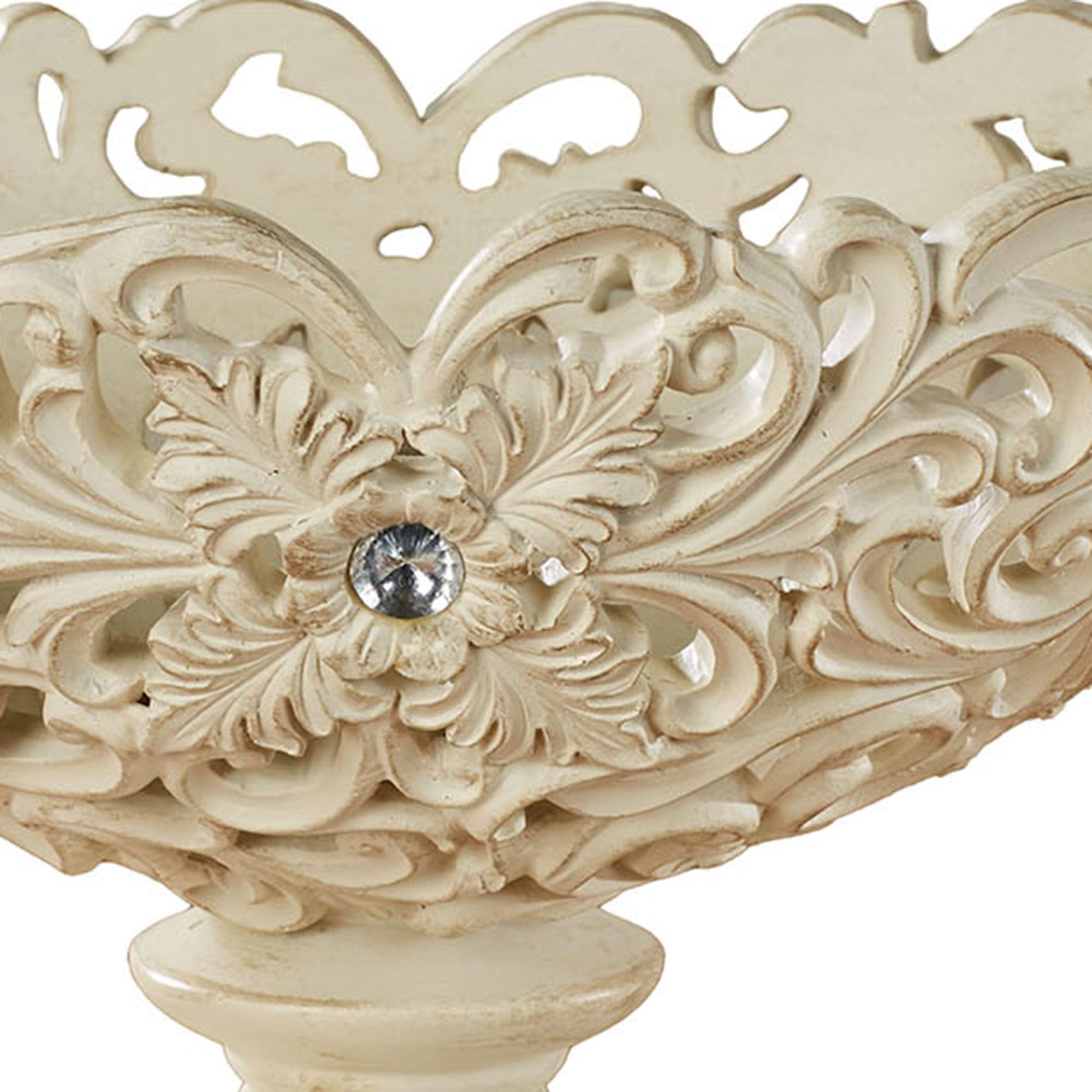 Elegant Openwork Decorative Centerpiece Bowl in Ivory & Gold - Perfect for Wedding Decor, Table Centerpieces, and Home Décor
