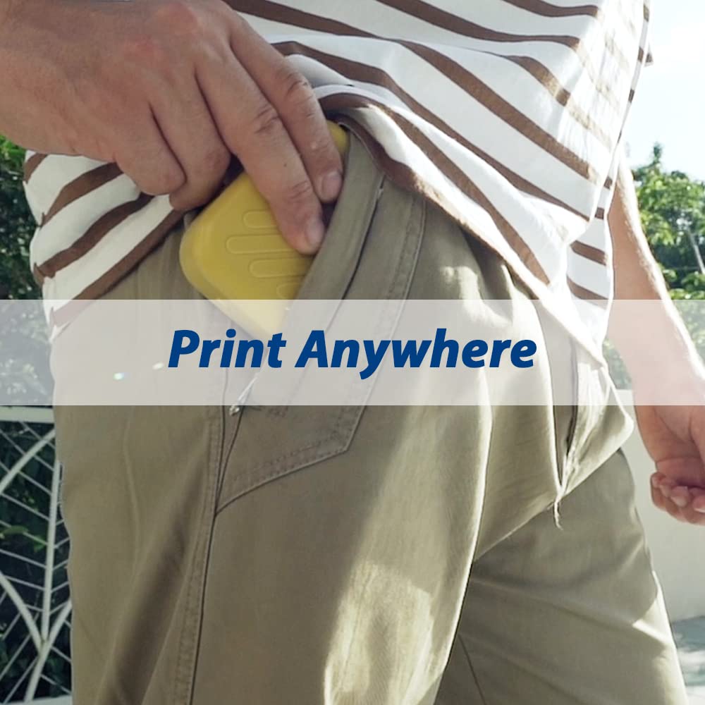 BENTSAI B10 Mini Handheld Wireless WiFi Printer - Portable Inkjet Printer for DIY, Tshirt Printing, QR Codes & Photos | Compatible with iOS/Android | Home, Office & Craft Use (Yellow)