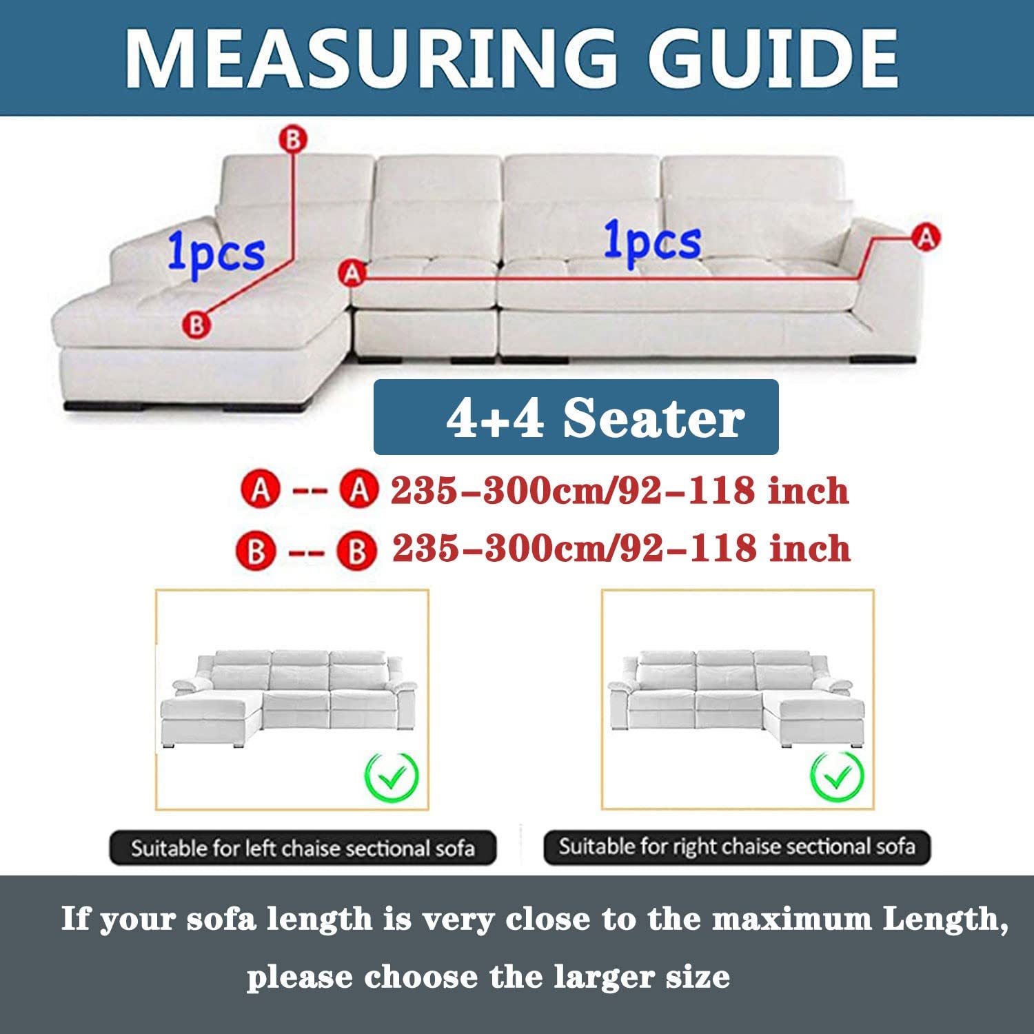 Stretch L-Shaped Sofa Slipcover for Sectional Couch Set - Pet & Kid Friendly Furniture Protector Cover (Green, 4+4 Seat) - Perfect for Living Room, Family Room & Home Theater Use