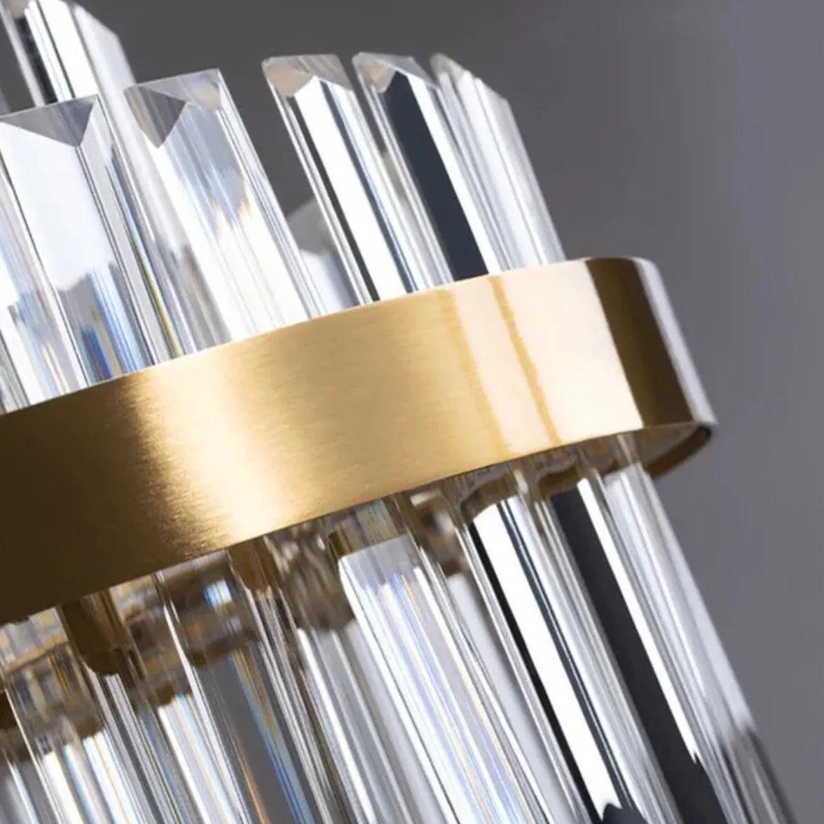 Modern Vertical Flat Crystal Pendant Light - Elegant Ceiling Lighting for Dining Room, Kitchen, or Bedroom Decor