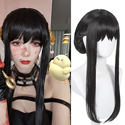 Black Wig with Bun