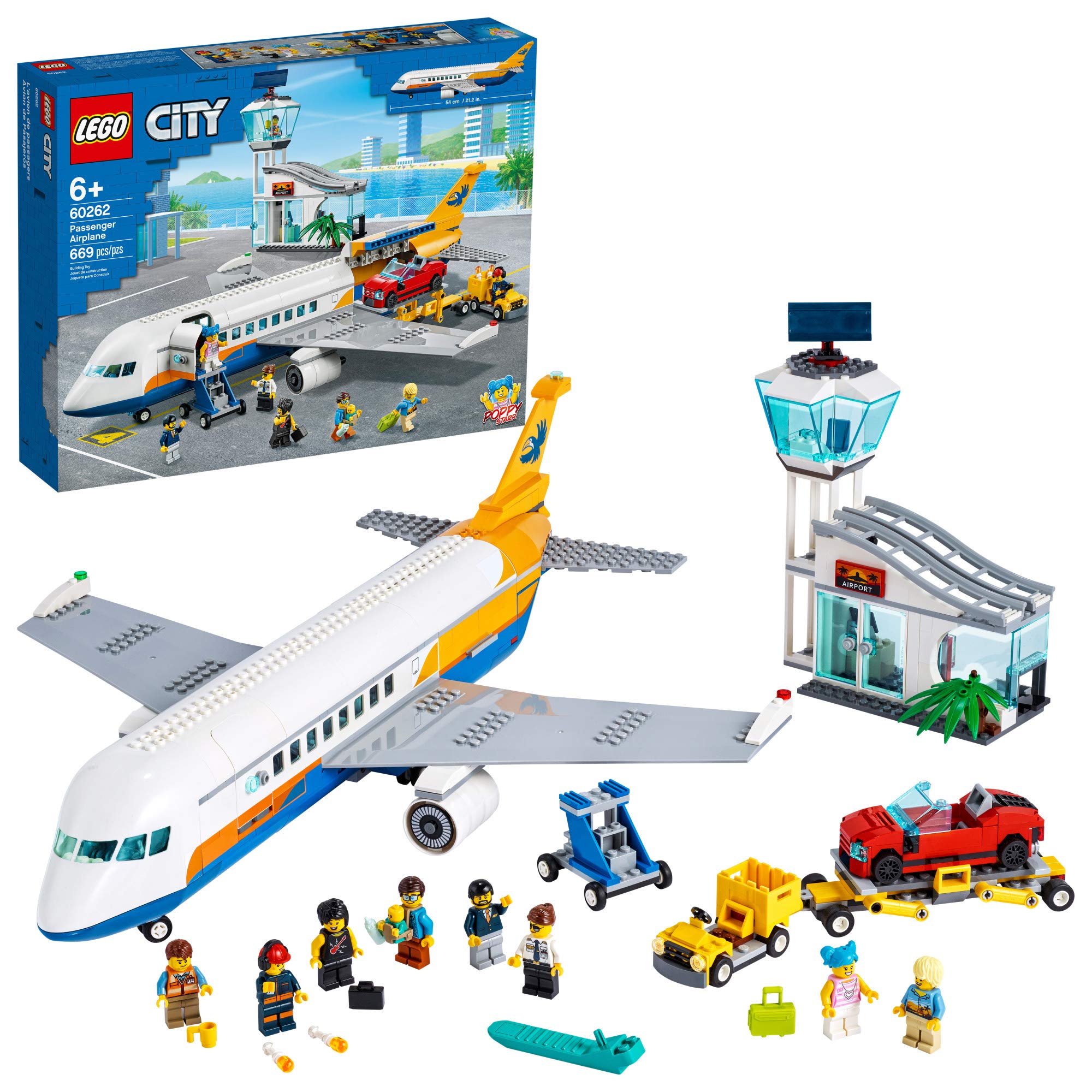 LEGO City Passenger Airplane 60262 Building Kit - Airport Playset with Radar Tower, Truck & Car Elevator, 8 Minifigures (669 Pieces) | Perfect for Kids Ages 6+ | Creative Air Travel & Role Play Toy Gift