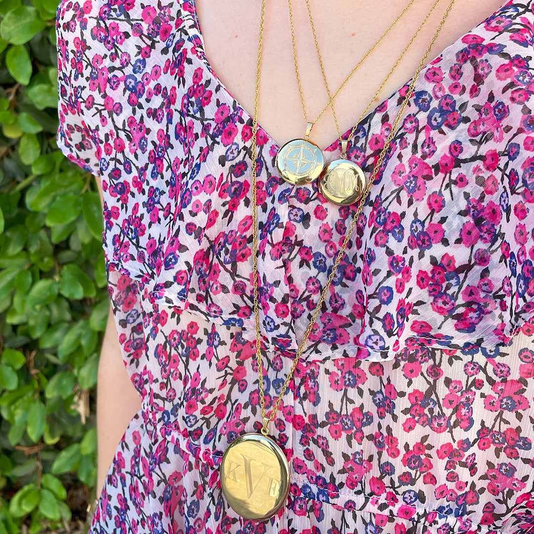 14K Gold Filled 39x47mm Oval Locket Necklace for Women - Vintage Photo Pendant Jewelry Gift for Mom, Grandma, Valentine's Day & Special Occasions