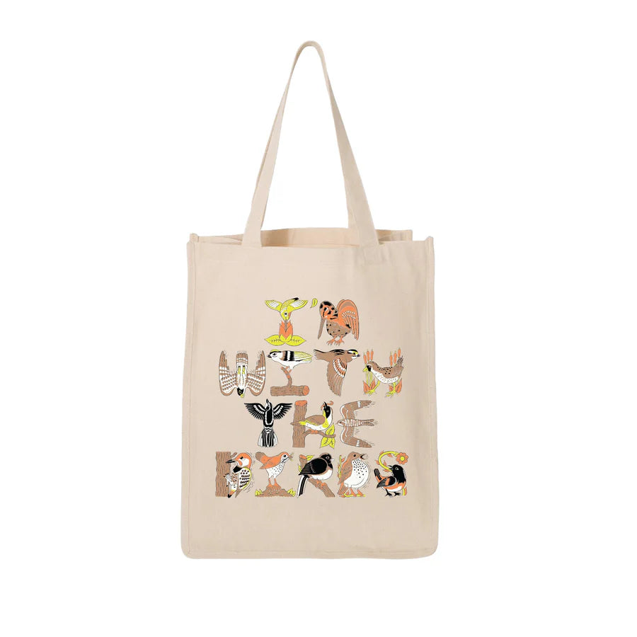 Bird Collective 'I'm with the Birds' Eco-Friendly Cotton Tote Bag - Perfect for Shopping, Beach & Everyday Use