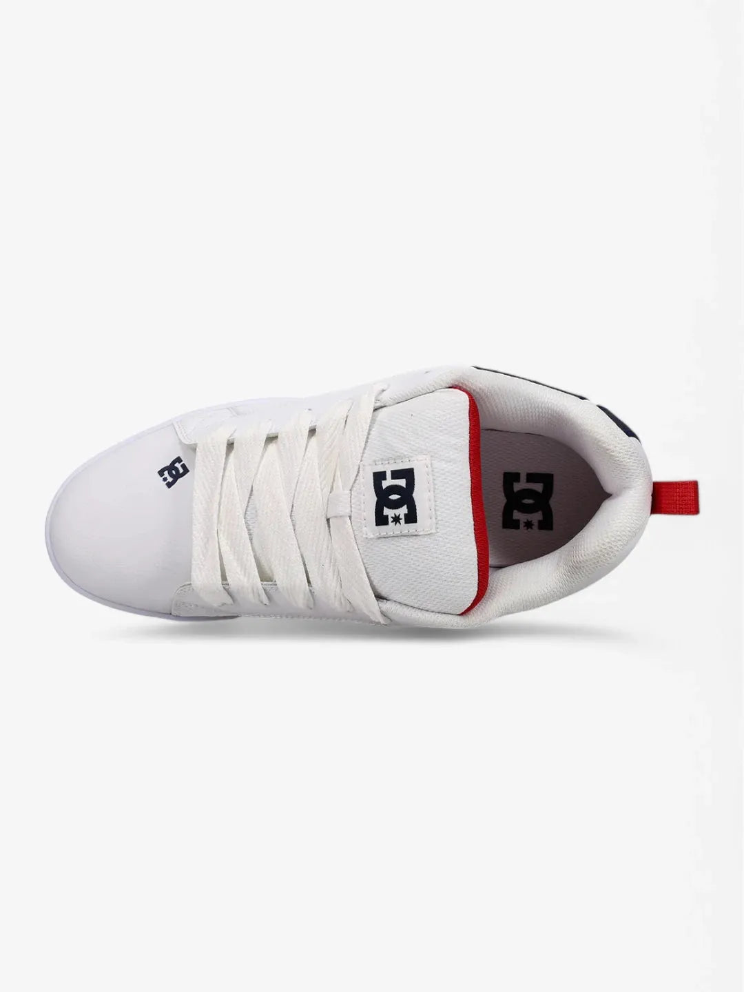 DC Court Graffik Skate Shoes for Men - White, Red & Blue - Lightweight & Durable Sneakers for Skateboarding, Streetwear & Casual Wear