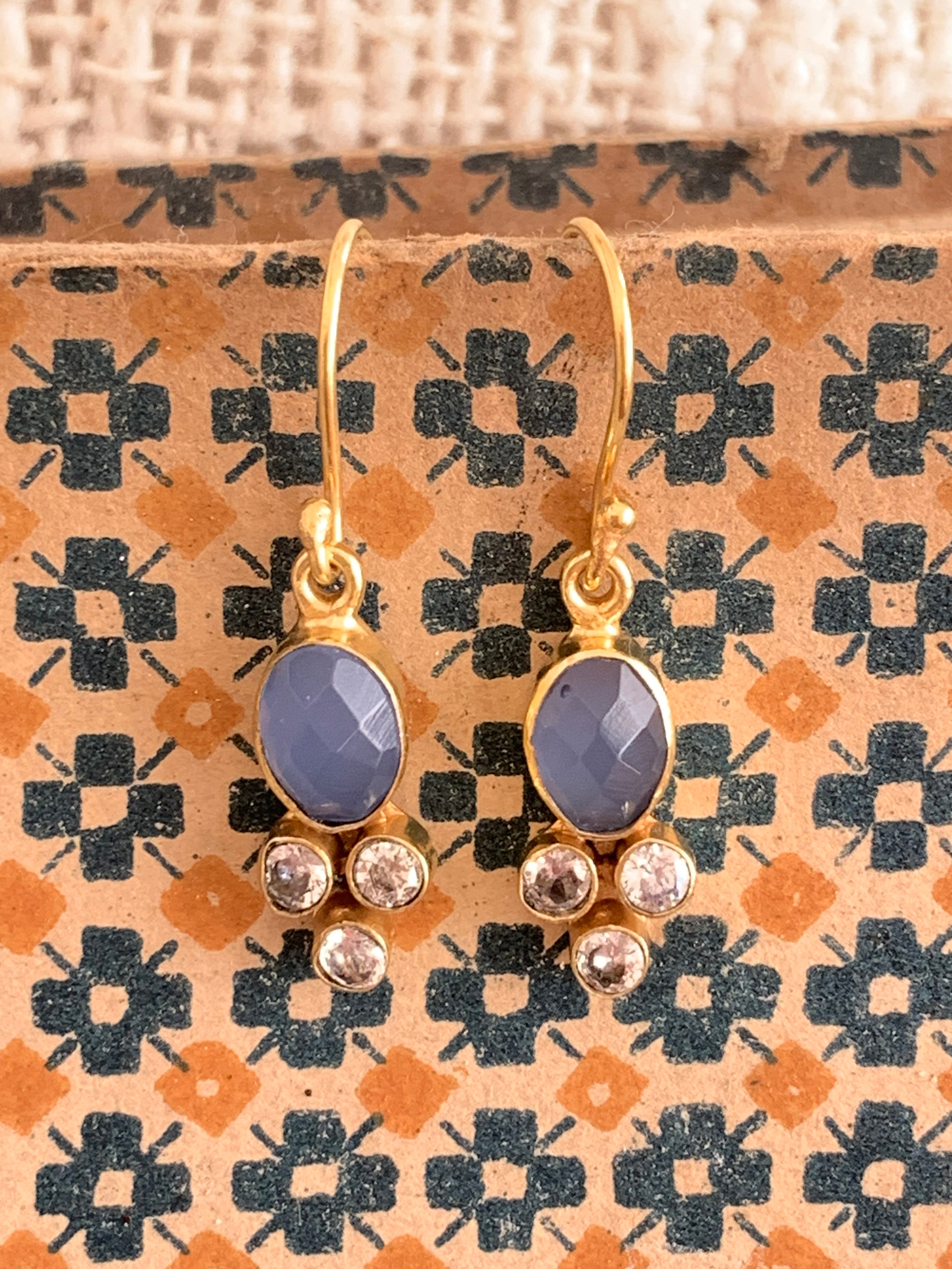 Blue Chalcedony Gemstone Designer Earrings – Elegant Handmade Jewelry for Women | Perfect for Weddings, Parties & Special Occasions